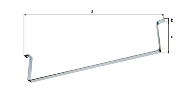 Staffa per deposito, Materiale: acciaio grezzo, superficie: galvanizzata, lunghezza: 790 mm, larghezza: 25 mm, Profondità: 165 mm, Misura interna: 710 mm, Spessore del materiale: 5,00 mm