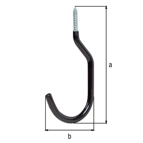 Screw hook, Material: raw steel, Surface: blue galvanised, Length: 149 mm, Width: 67 mm, Max. load capacity: 30 kg, Material thickness: 5.00 mm, Wooden thread Ø: 7.5 mm