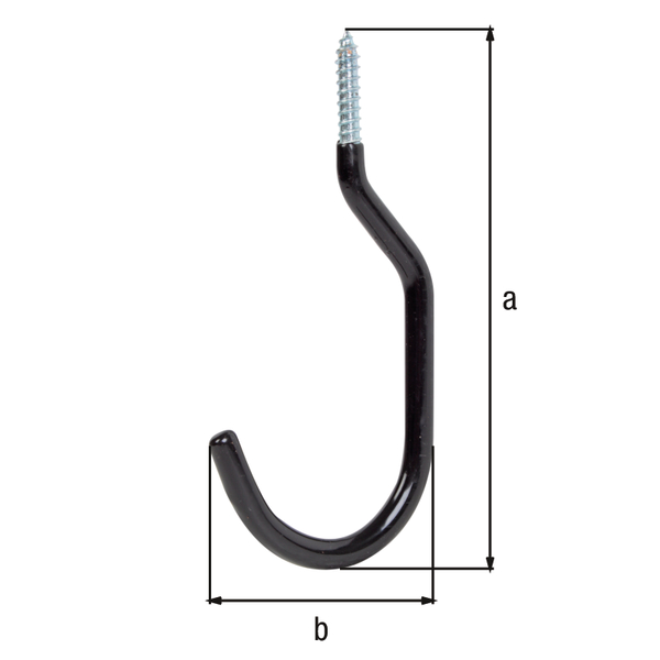 Schraubhaken, Material: Stahl roh, Oberfläche: galvanisch blau verzinkt, Länge: 149 mm, Breite: 67 mm, Belastung max.: 30 kg, Materialstärke: 5,00 mm, Holzgewinde-Ø: 7,5 mm