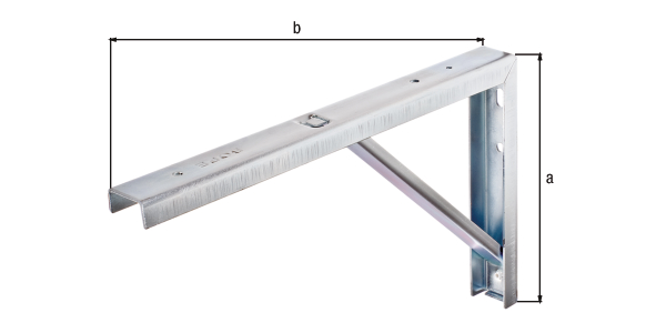 Konsole aus U-Profil, Material: Stahl roh, Oberfläche: verzinkt, Höhe: 175 mm, Tiefe: 300 mm, Belastung max.: 180 kg, U-Profilbreite: 30 mm, U-Profilhöhe: 15 mm