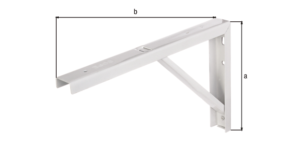 Konsole aus U-Profil, Material: Stahl roh, Oberfläche: verzinkt, weiß kunststoffbeschichtet, Höhe: 175 mm, Tiefe: 300 mm, Belastung max.: 180 kg, U-Profilbreite: 30 mm, U-Profilhöhe: 15 mm