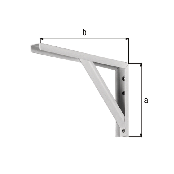 Konsole aus U-Profil, Material: Stahl roh, Oberfläche: verzinkt, weiß kunststoffbeschichtet, Höhe: 175 mm, Tiefe: 400 mm, Belastung max.: 110 kg, U-Profilbreite: 30 mm, U-Profilhöhe: 15 mm