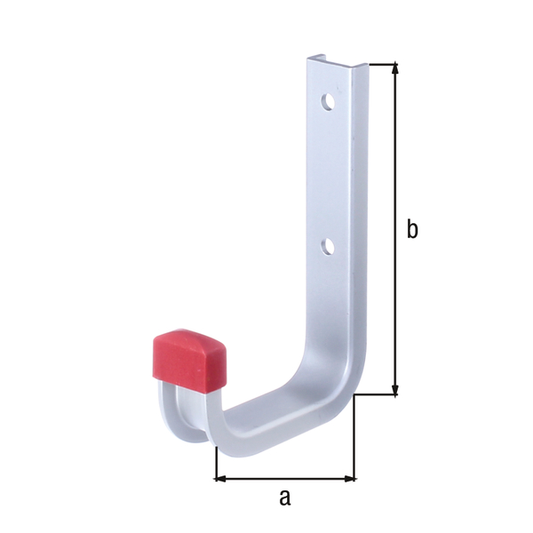 Wandhaken, abgewinkelt, Material: Aluminium, Tiefe: 80 mm, Höhe: 120 mm, Belastung max.: 30 kg, U-Profilbreite: 21,5 mm, U-Profilhöhe: 9 mm