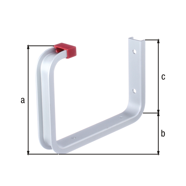 Deckenhaken, abgewinkelt, Material: Aluminium, Tiefe unten: 120 mm, Höhe: 160 mm, Tiefe oben: 100 mm, Belastung max.: 15 kg, U-Profilbreite: 21,5 mm, U-Profilhöhe: 9 mm