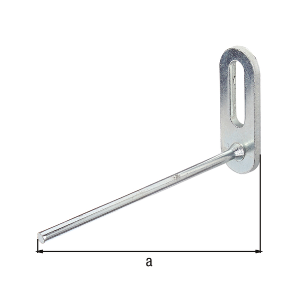 Pegboard hook, straight, Material: raw steel, Surface: blue galvanised, Depth: 80 mm, Max. load capacity: 7 kg, Diameter: 4 mm