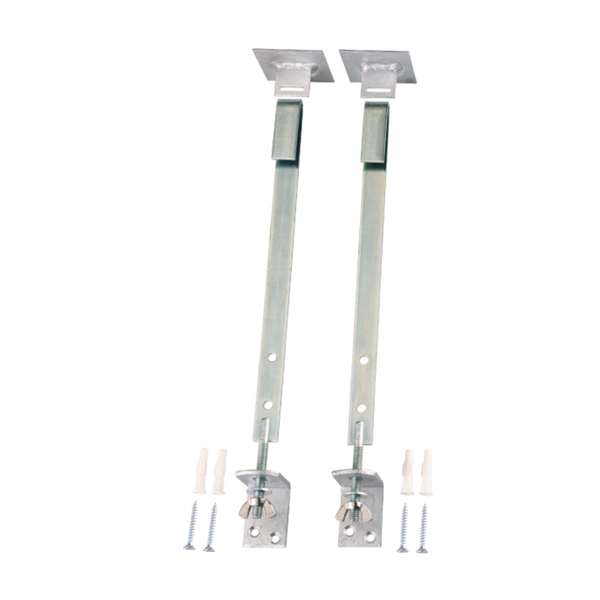 Gitterrostsicherung, mit versenkten Schraublöchern, Material: Stahl roh, Oberfläche: verzinkt, Inhalt pro PE: 2 St., Länge: 370 mm, Flacheisen: 19 x 2,5 mm, SB-verpackt