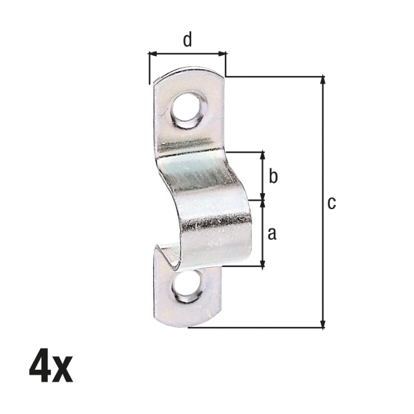 Schlaufe, mit versenkten Schraublöchern, Material: Stahl roh, Oberfläche: galvanisch verzinkt, Dickschichtschutz, mit versenkten Schraublöchern, Inhalt pro PE: 4 St., lichte Länge: 13 mm, lichte Höhe: 16 mm, Gesamtlänge: 52 mm, Gesamtbreite: 13 mm, Anzahl Löcher: 2, Loch: Ø4,2 mm, SB-verpackt