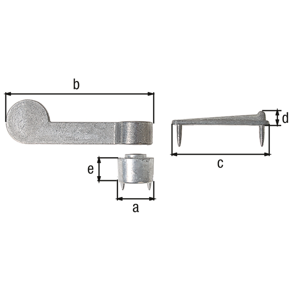 Vorreiber, Material: Zinkdruckguss, Inhalt pro PE: 2 St., Distanzstück-Ø: 14,4 mm, Länge Vorreiber: 60 mm, Länge Streichblech: 40,3 mm, Breite Streichblech: 5 mm, Höhe Distanzstück: 10 mm, SB-verpackt