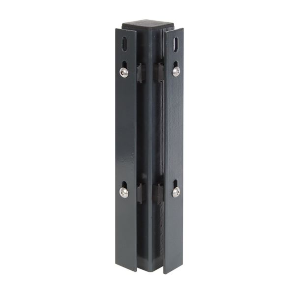 Eckpfosten inkl. Flacheisen, Bohrabstand 400 mm, zur Befestigung von Doppelstab-Gittermatten, Flacheisen als separates Packstück pro Bestellung, Material: Stahl roh, Oberfläche: sendzimirverzinkt, anthrazit kunststoffbeschichtet RAL 7016, zum Einbetonieren, Länge: 1750 mm, für Mattenhöhe: 1200 mm, Pfostenstärke: 60 x 60 mm, Flacheisen: 40 x 4 mm, Anzahl Löcher: 8, 15 Jahre Garantie gegen Durchrosten