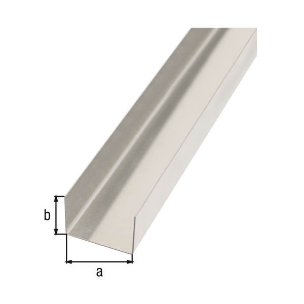 Smooth sheet, angled, U-shape, Material: Aluminium, Surface: untreated, Width: 29 mm, Height: 20 mm, Length: 1000 mm, Distortions: 90 / 90 °, Material thickness: 0.50 mm